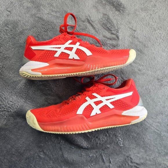 Asics Gel-Resolution 8 Tennis Shoes Womens 6 Red White Court Trainer - Picture 5 of 12